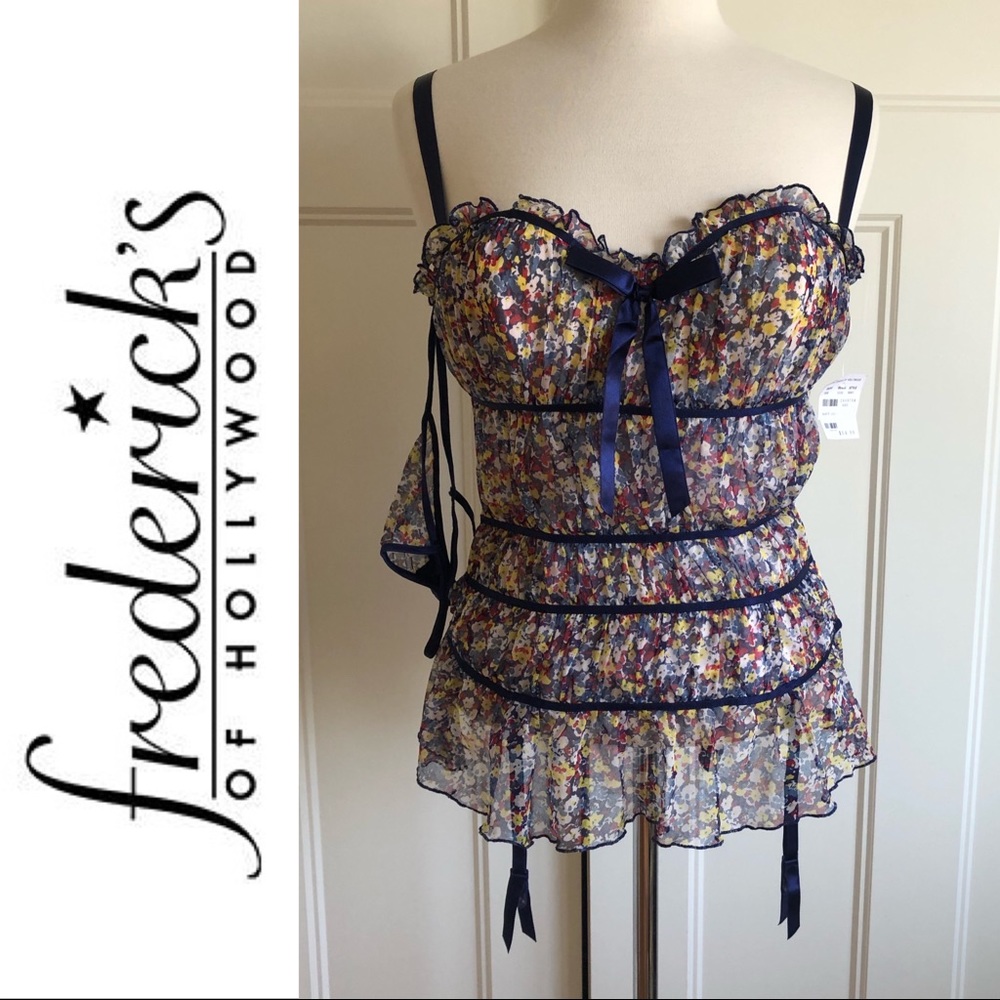FREDERICK’S of HOLLYWOOD~Floral Corset~Panty Set~M